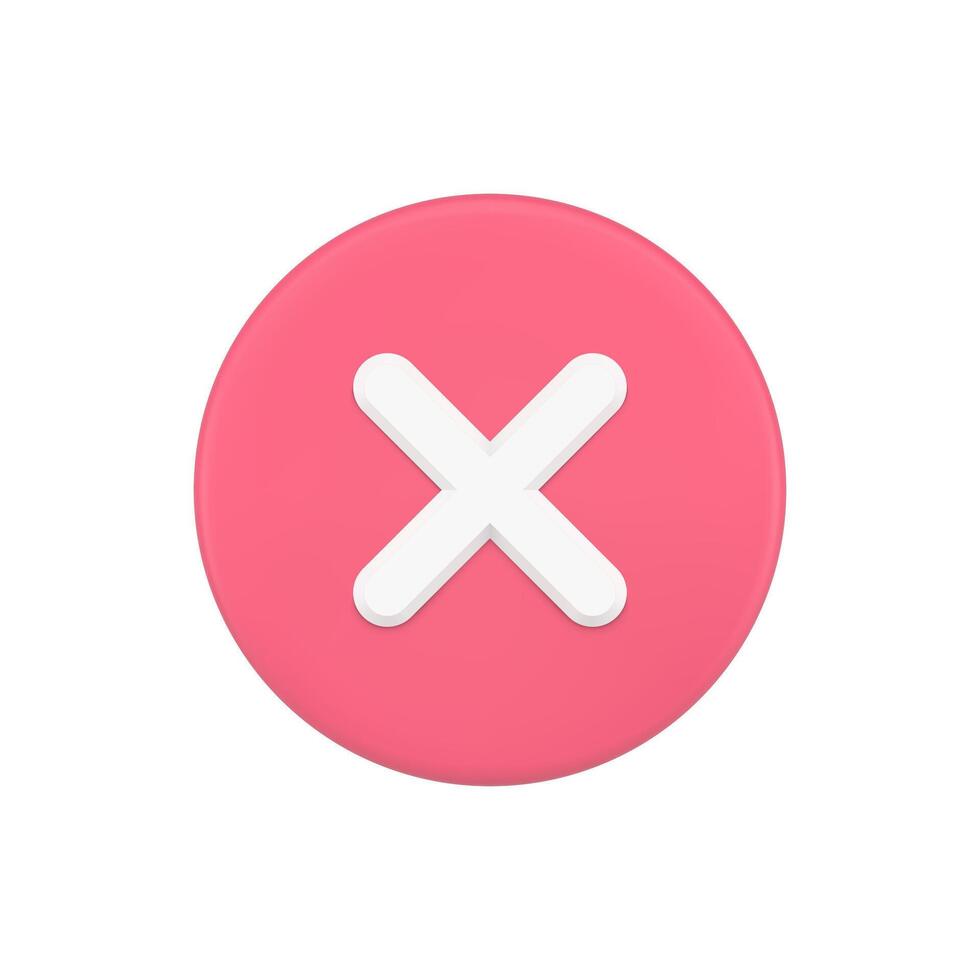 simples vermelho 3d Cruz ícone botão ilustração vetor