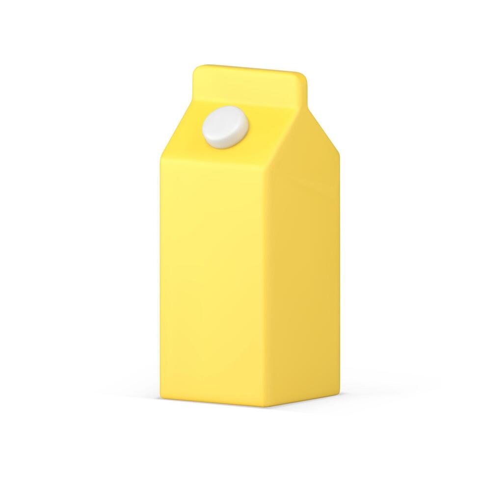 realista 3d ícone minimalista suco amarelo cartão caixa com boné isométrico ilustração vetor