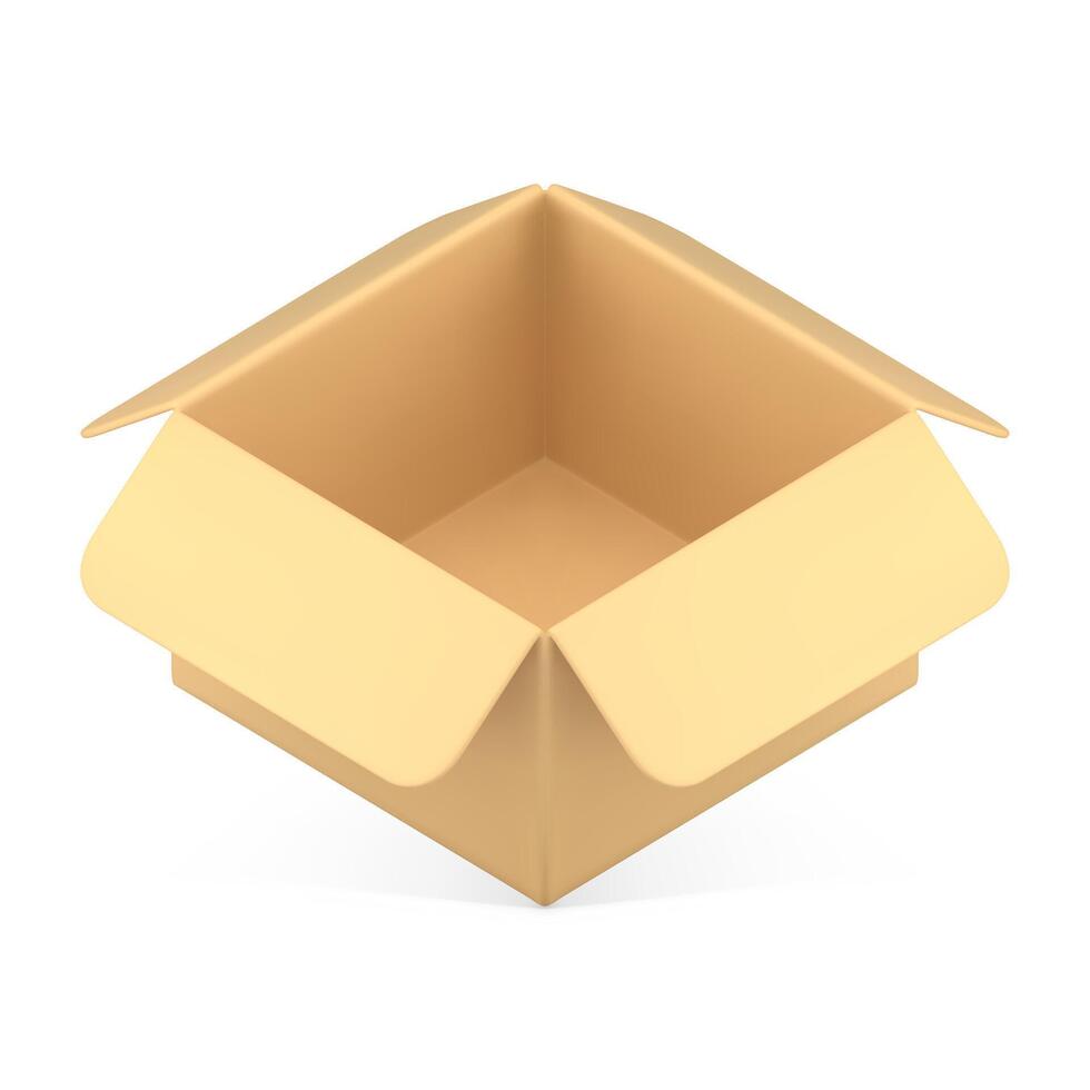 realista aberto cartão caixa para coisas bens armazenamento carregando diagonal colocada 3d ícone vetor