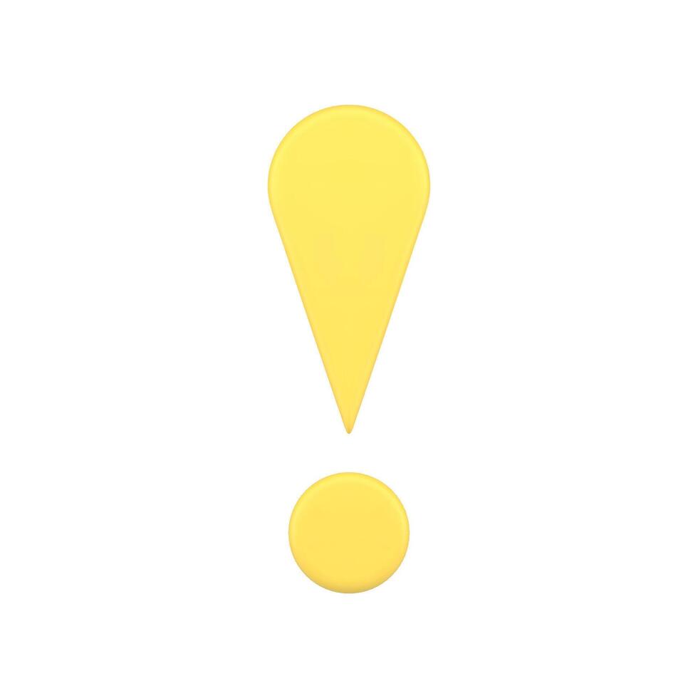 lustroso amarelo exclamação marca cuidado erro perigoso Cuidado símbolo realista 3d ícone vetor