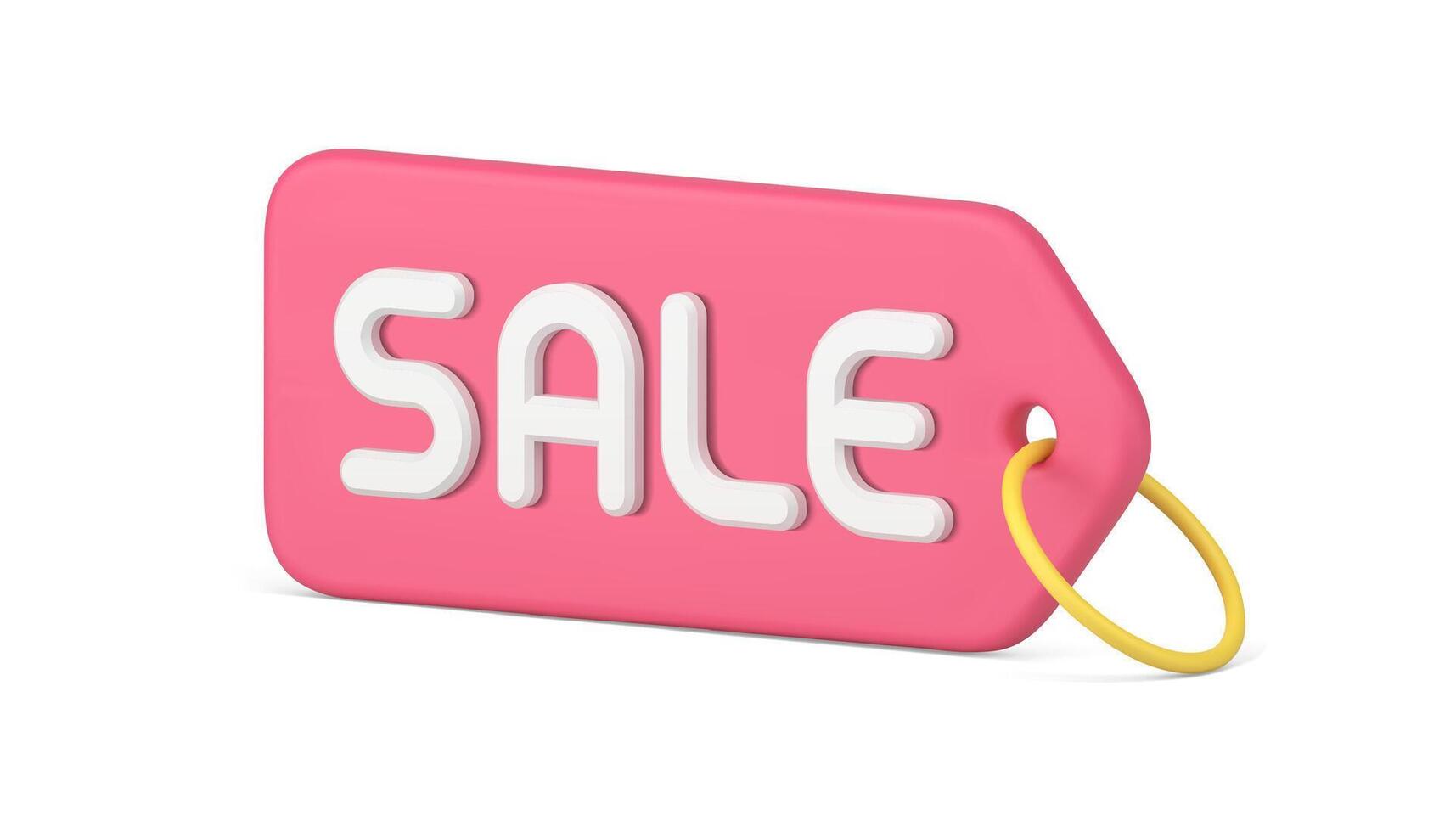 Rosa venda tag corda loja marketing especial oferta preço fora varejo Projeto realista 3d ícone vetor
