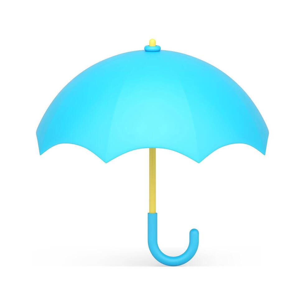 azul aberto guarda-chuva ao ar livre chuva protetora acessório lidar com para carregando realista 3d ícone vetor