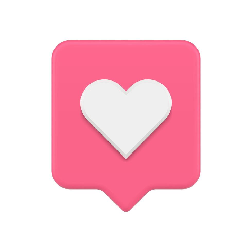 social meios de comunicação gostar notificação Rosa rápido dicas com coração forma ciberespaço realista 3d ícone vetor