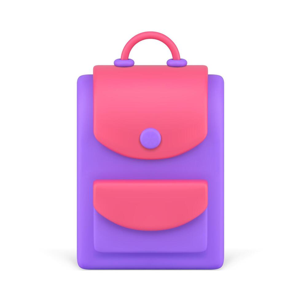 moderno mochila à moda escola bagagem roxa Rosa Projeto frente Visão realista 3d ícone vetor