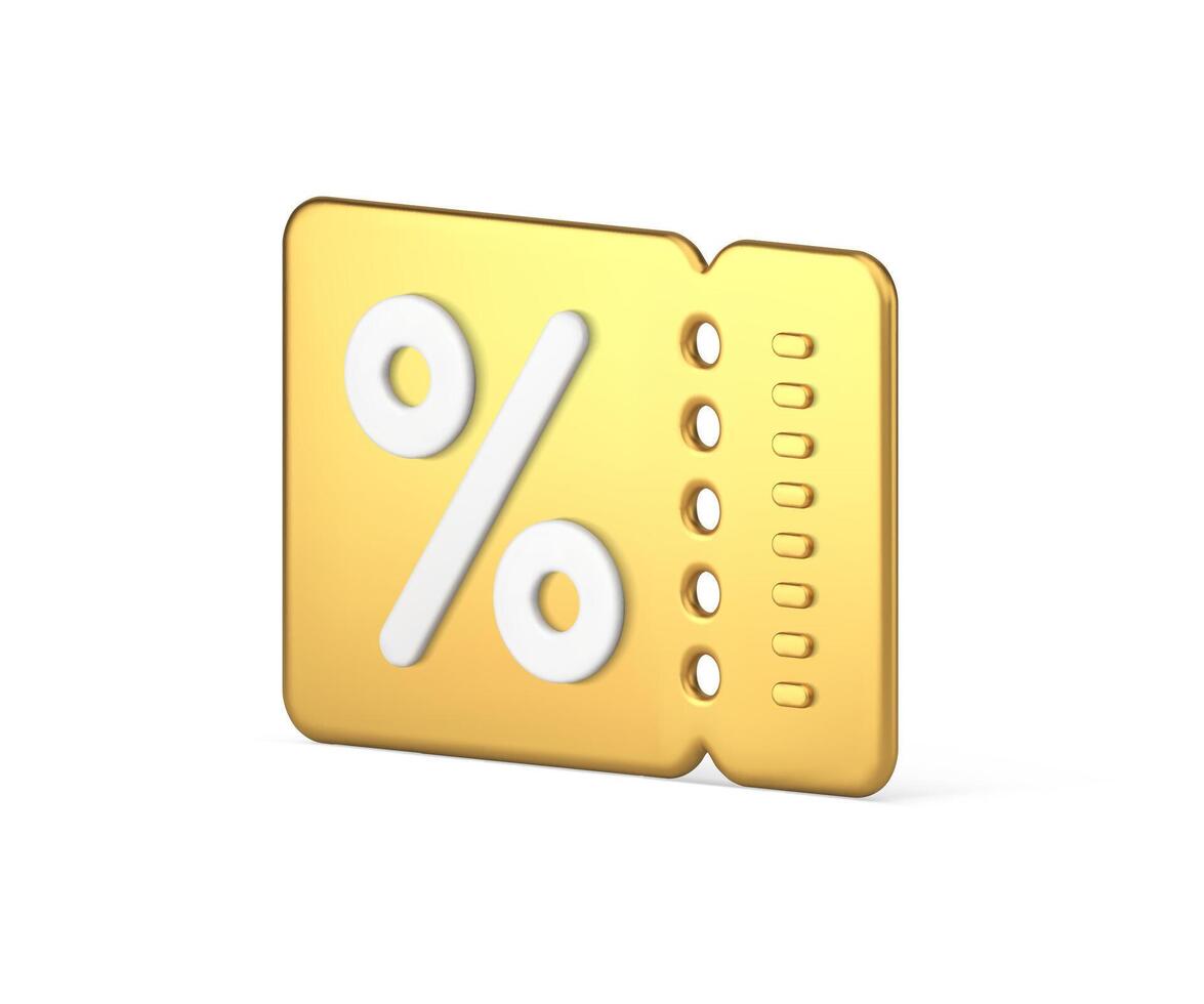 financeiro bônus compras publicidade percentagem preço fora isométrico dourado cupom 3d ícone vetor