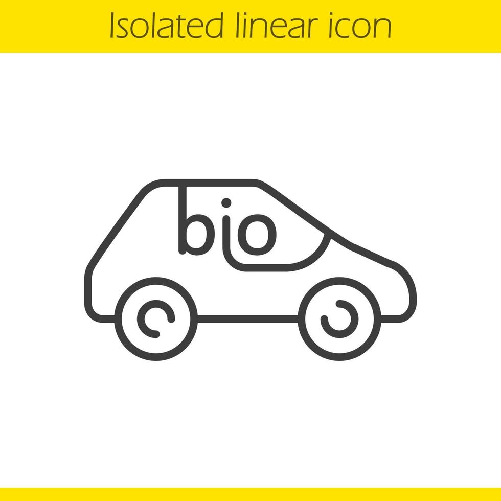 ícone linear do bio carro. ilustração de linha fina. símbolo de contorno de automóvel amigável de eco. desenho de contorno isolado de vetor