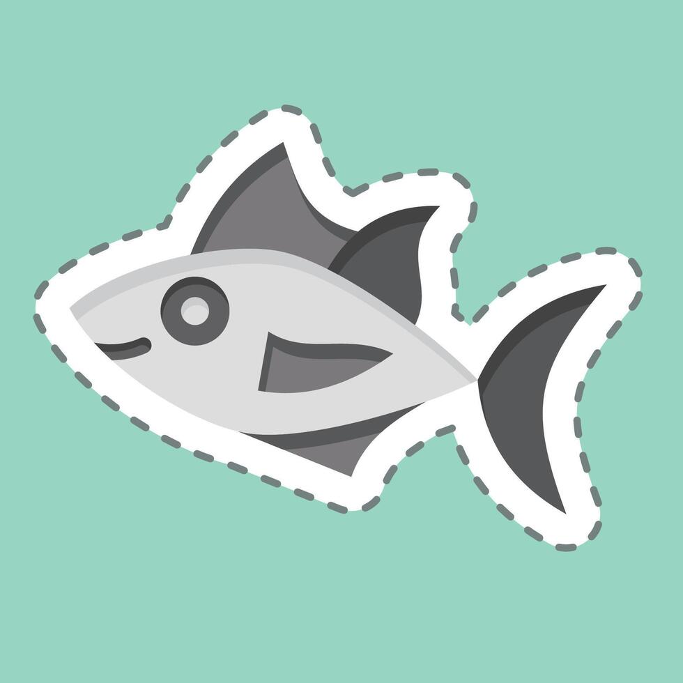 adesivo linha cortar atum. relacionado para frutos do mar símbolo. simples Projeto ilustração vetor