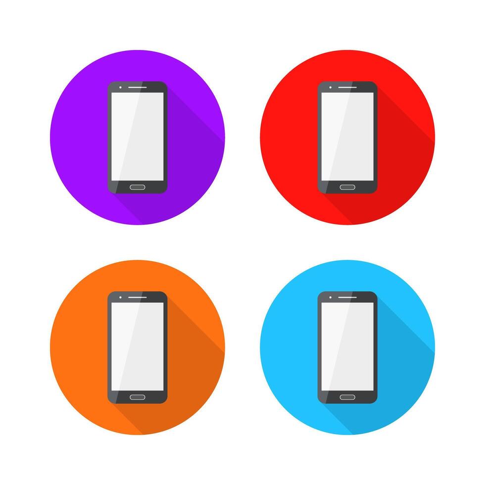 colorida Móvel Smartphone circular sombra ícones vetor