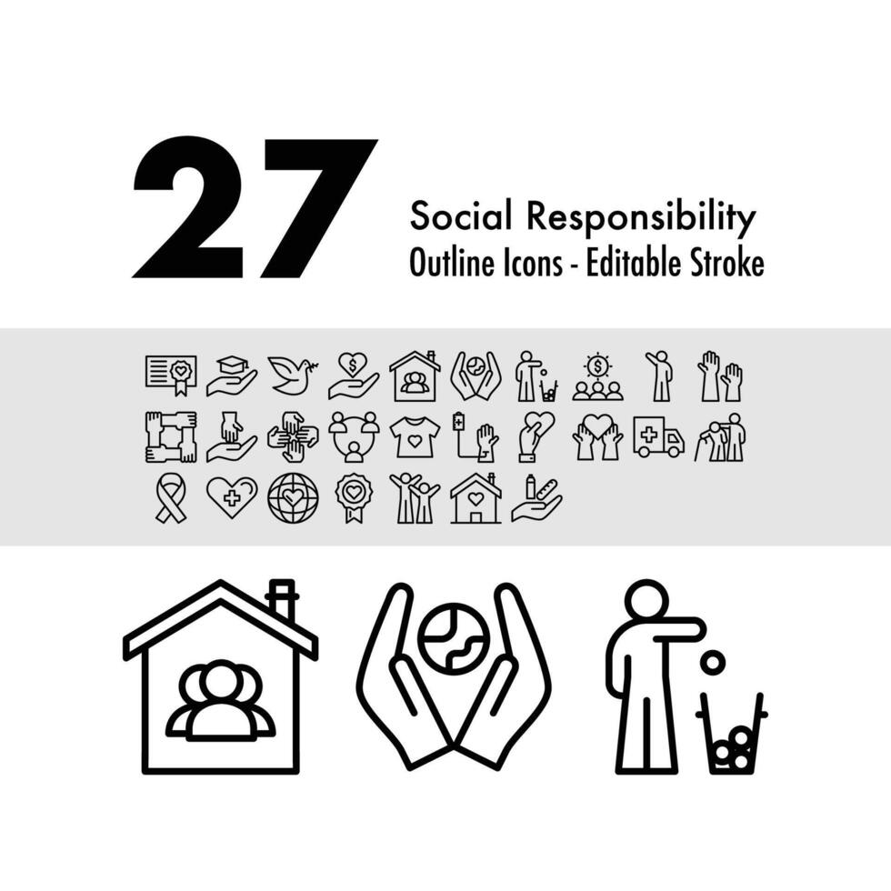 27 social responsabilidade linha ícone vetor
