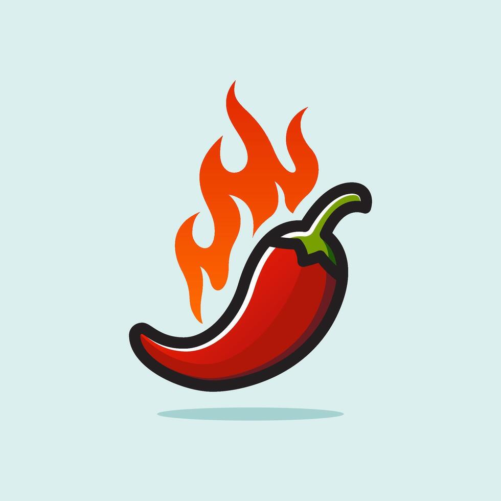 simples picante Pimenta Pimenta em fogo desenho animado negrito ilustração vetor