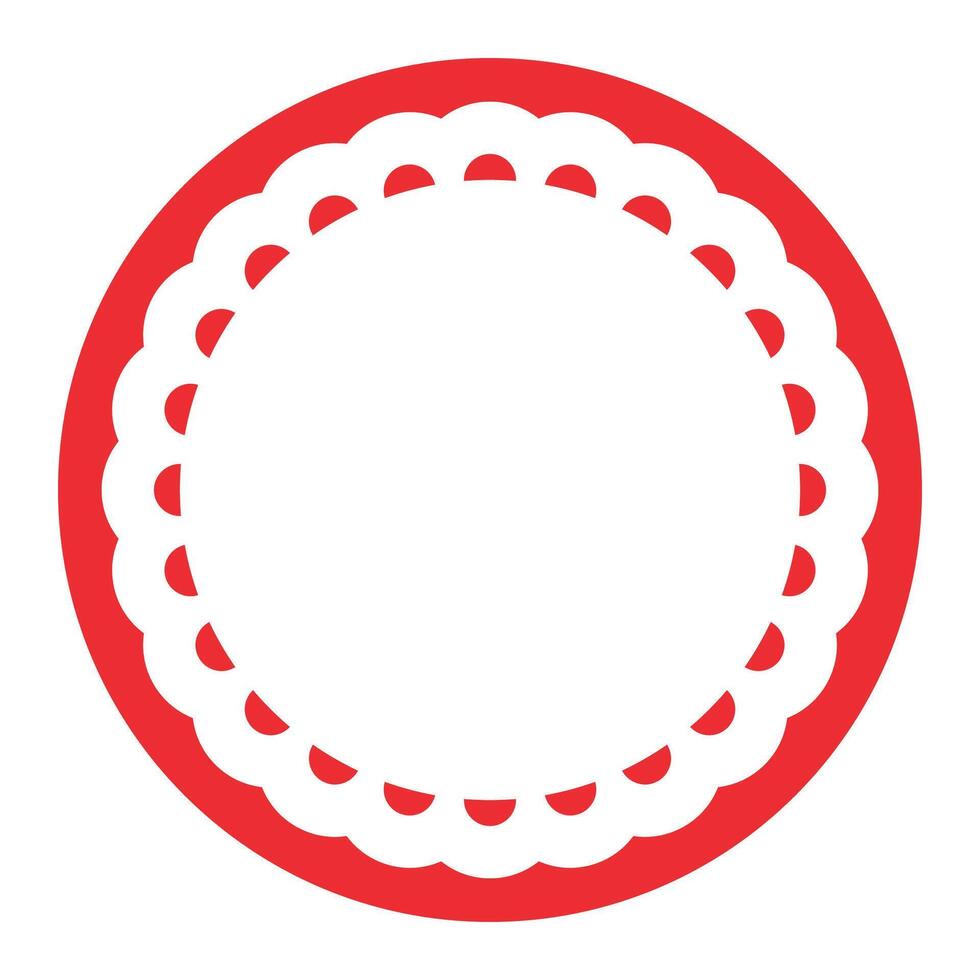simples geométrico vermelho círculo quadro, Armação fronteira Projeto decorado com negrito recortado renda Beira vetor