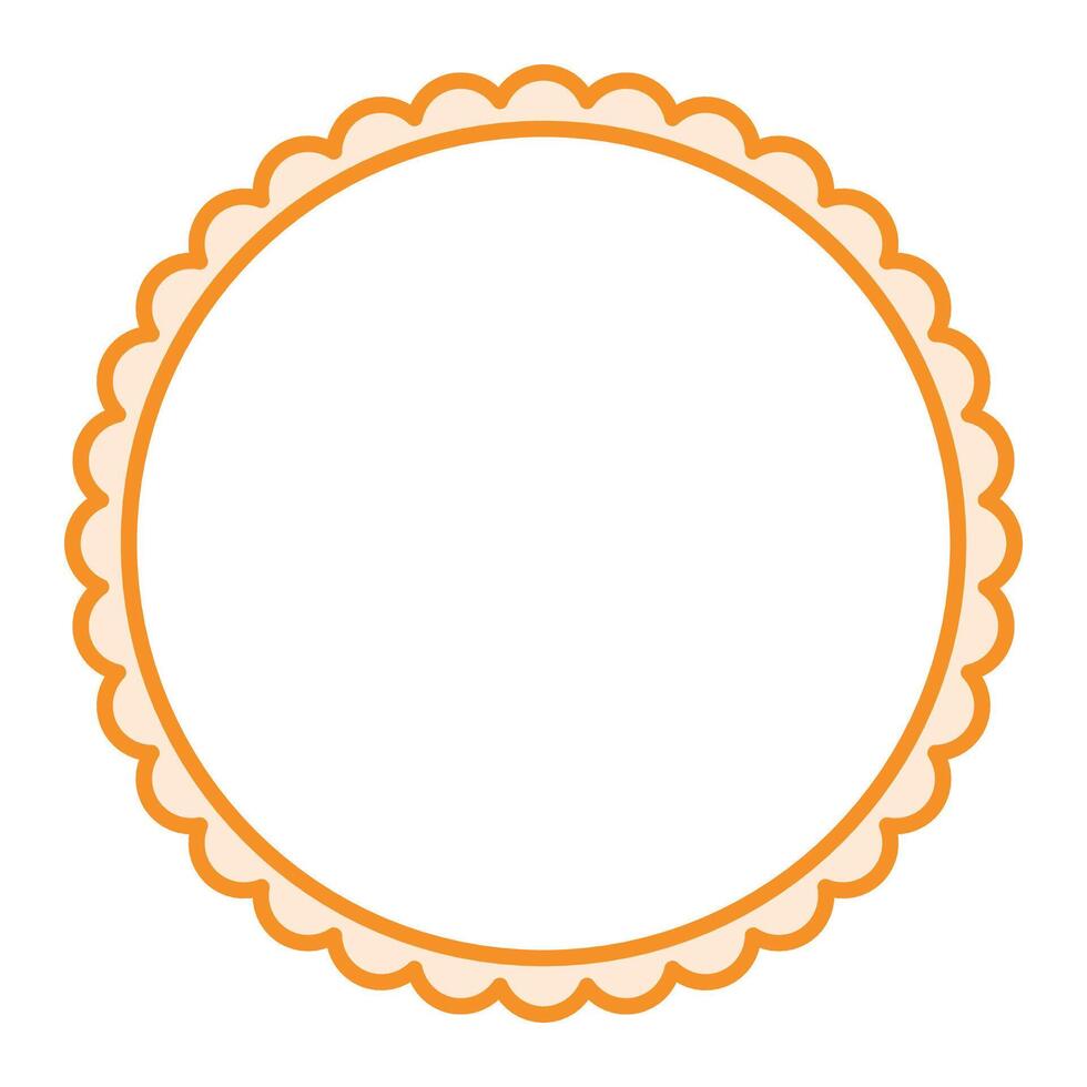 simples laranja circular em branco fundo com Vieira quadro, Armação fronteira enfeite vetor