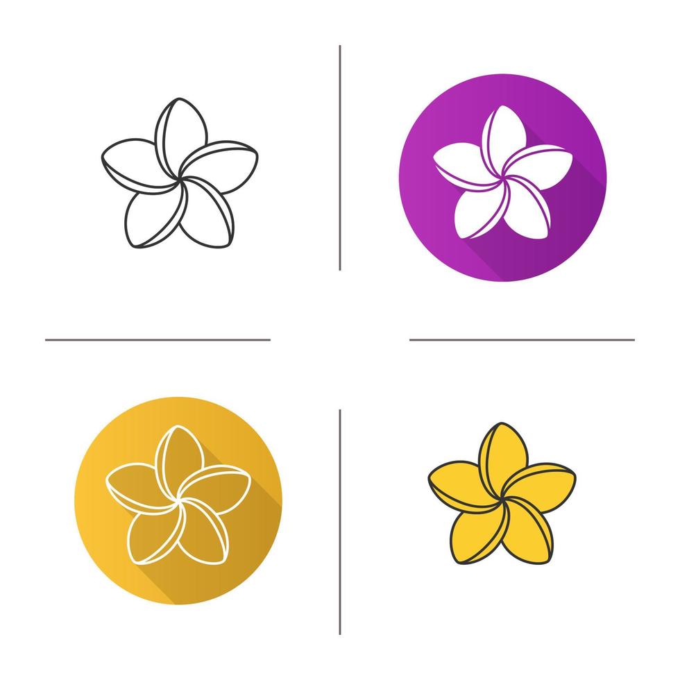 ícone de flor de plumeria de salão de spa. design plano, estilos lineares e de cores. aromaterapia. ilustrações vetoriais isoladas vetor