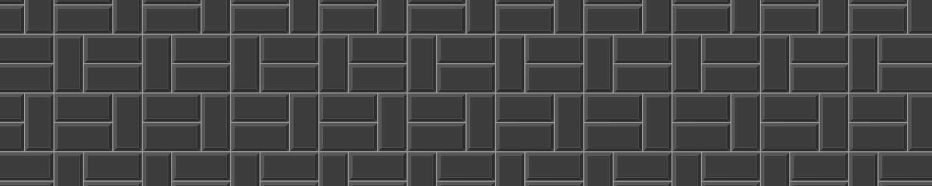 Preto cestaria telha horizontal mosaico layout. cozinha backsplash textura. banheiro, chuveiro ou banheiro chão. calçada superfície. pedra ou cerâmico tijolo parede fundo vetor