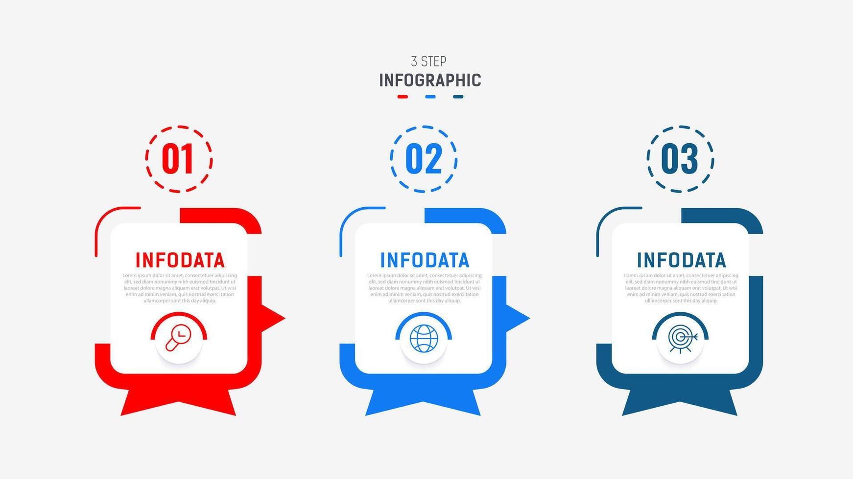 três degrau infográfico rótulo Projeto modelo com linha ícones. processo passos diagrama, apresentações, fluxo de trabalho disposição, bandeira, fluxo gráfico, informação gráfico ilustração. vetor