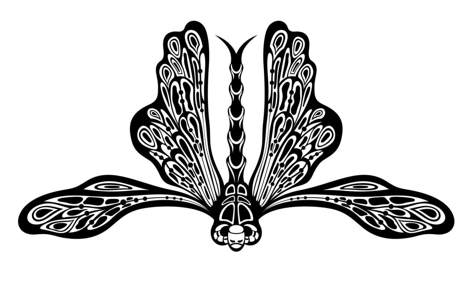 libélula silhueta. lindo inseto placa e símbolo. vetor