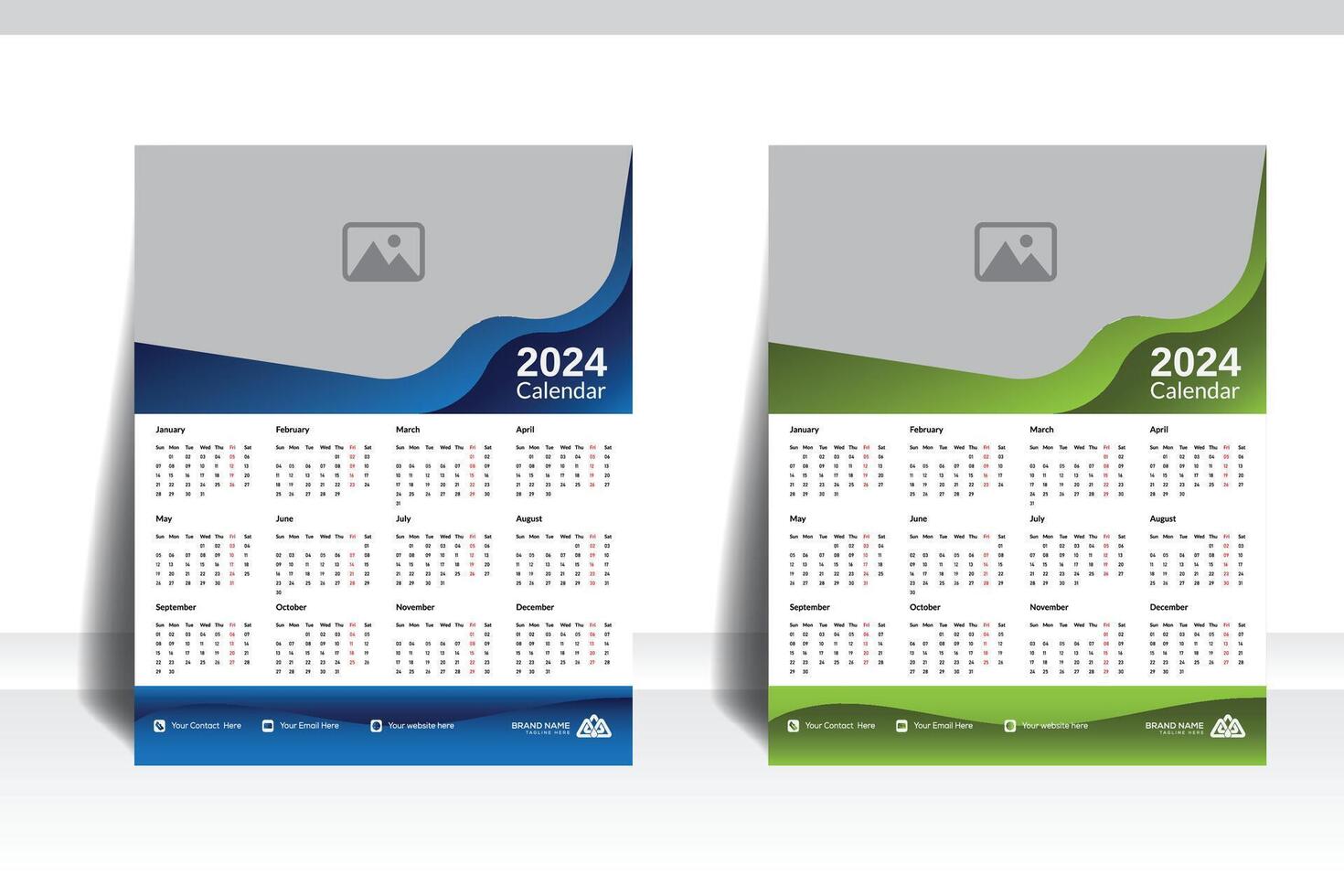 2024 parede calendário Projeto para negócios, criativo anúncio. vetor
