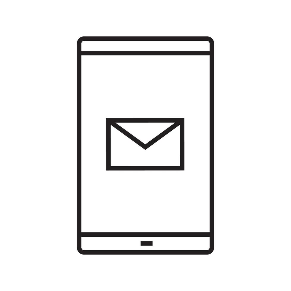 ícone linear de mensagem de sms do smartphone. ilustração de linha fina. telefone inteligente com símbolo de contorno de carta de e-mail. desenho de contorno isolado de vetor