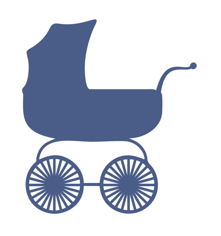 recém-nascido bebê carrinho de criança ícone. bebê transporte silhueta. uma símbolo do a nascimento do uma criança, materno Cuidado e amor vetor