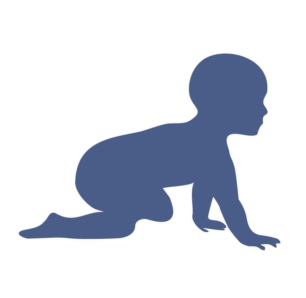 bebê ícone. criança pequena rastejando em a chão. silhueta do uma bebê dentro uma pose este rasteja vetor