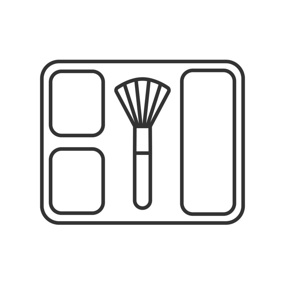 ícone linear de blush. ilustração de linha fina. caixa de blush com símbolo de contorno de pincel. desenho de contorno isolado de vetor