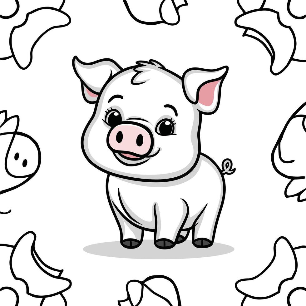 grande gordo porco. ilustração do grande gordo porco isolado em branco fundo. plano estilo, vetor