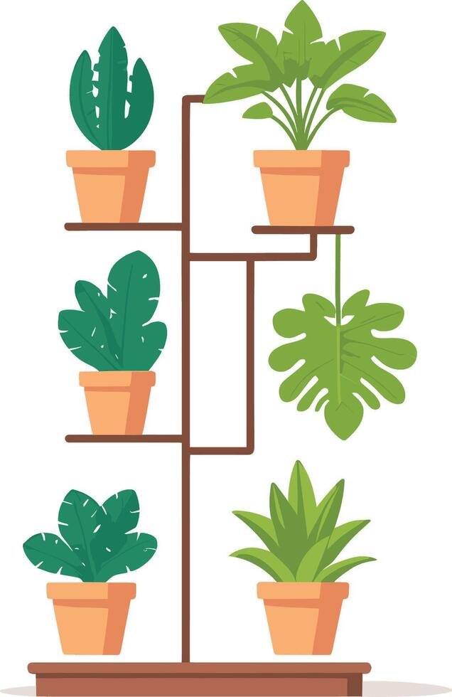 casa plantas casa decoração ilustração definir. desenho animado em vaso verde plantas flores coleção, plantas de interior dentro argila Panela, suspensão decorativo vetor