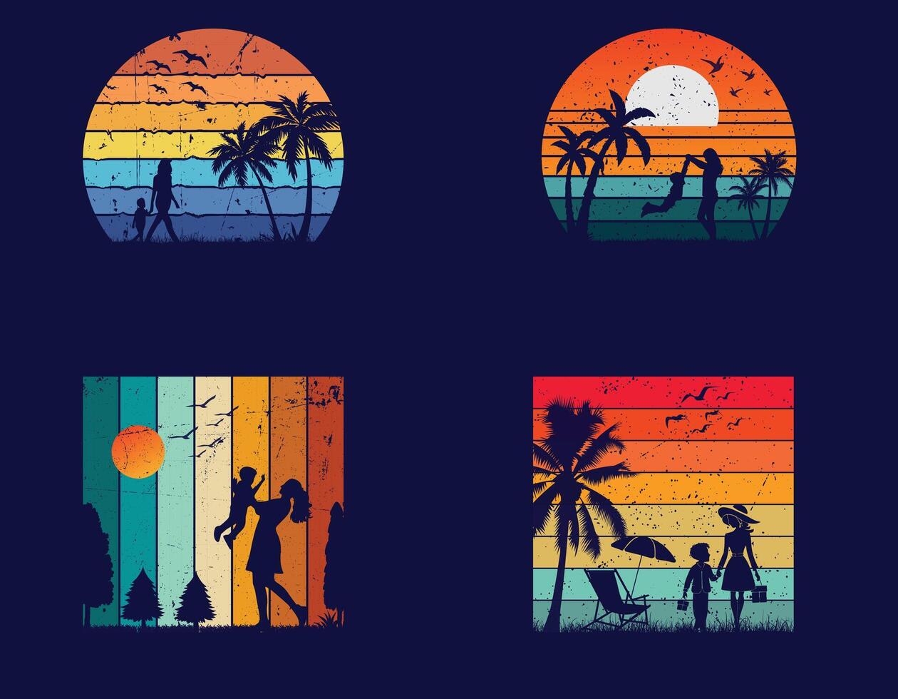 retro vintage pôr do sol fundo para camiseta Projeto feliz mãe dia conceito vetor