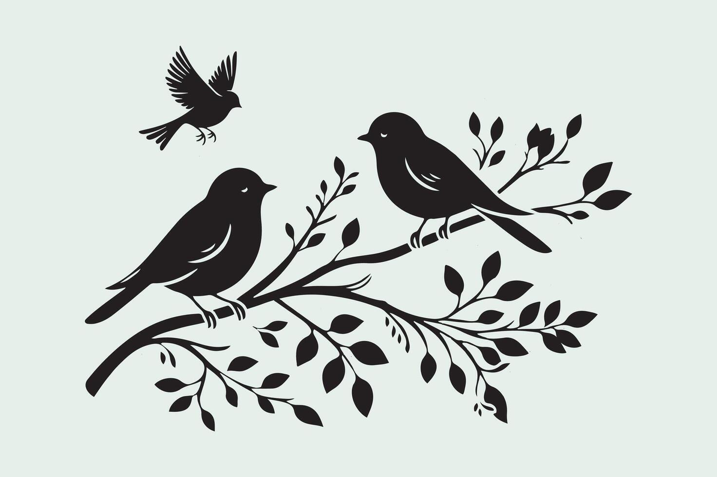 apresentando dois pássaros empoleirado em uma ramo ilustração livre baixar vetor