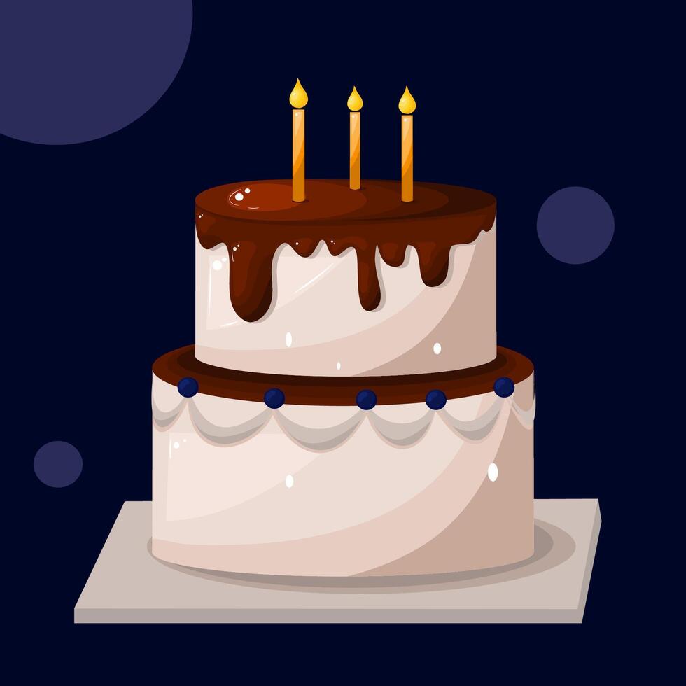 iluatração do bolo aniversário perfeito para aniversário festa vetor