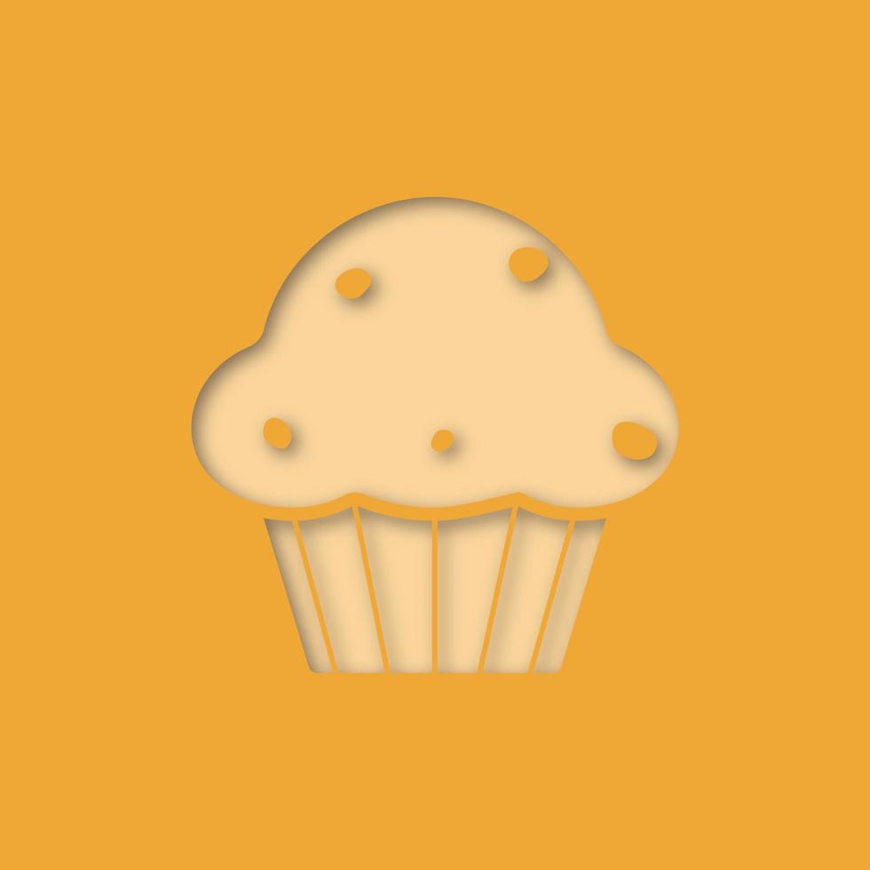 ícone de corte de papel cupcake. muffin. ilustração isolada da silhueta do vetor