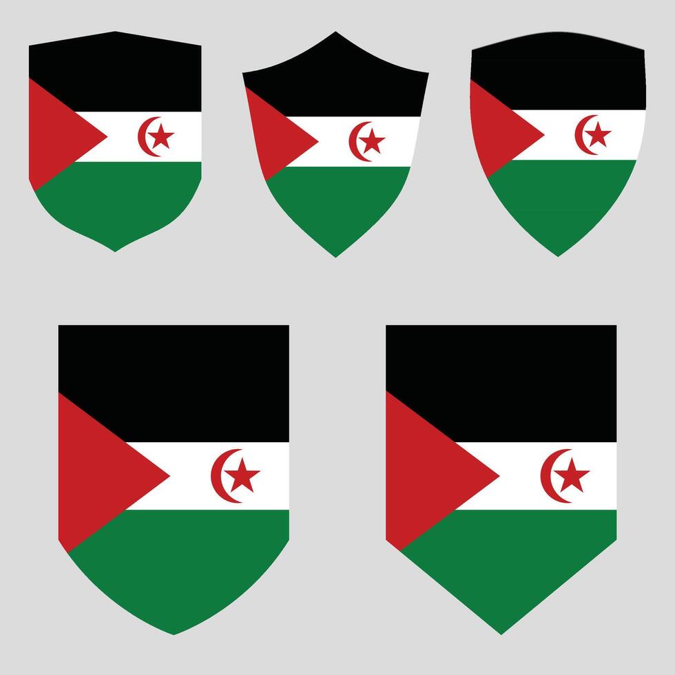 conjunto do sahrawi árabe democrático república bandeira dentro escudo forma vetor
