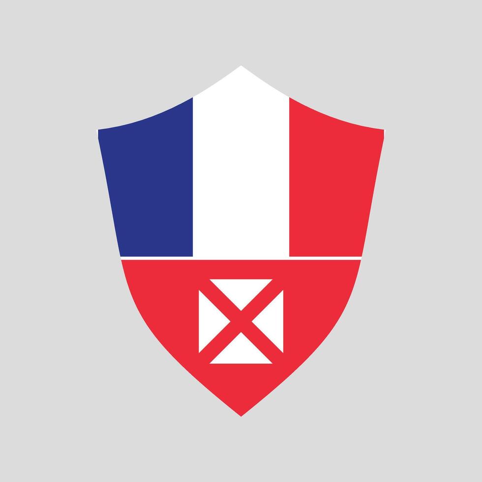Wallis e futuna bandeira dentro escudo forma quadro, Armação vetor