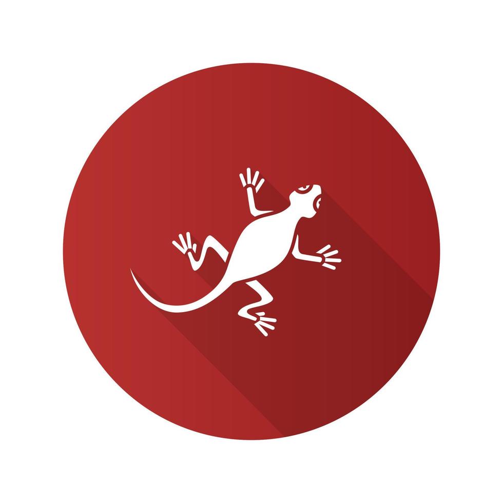 lagarto design plano ícone de glifo de sombra longa. salamandra. ilustração da silhueta do vetor