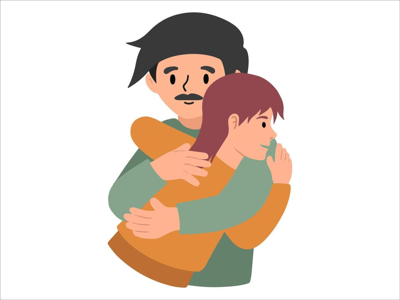 Papai abraçando filha ou avatar ícone ilustração vetor