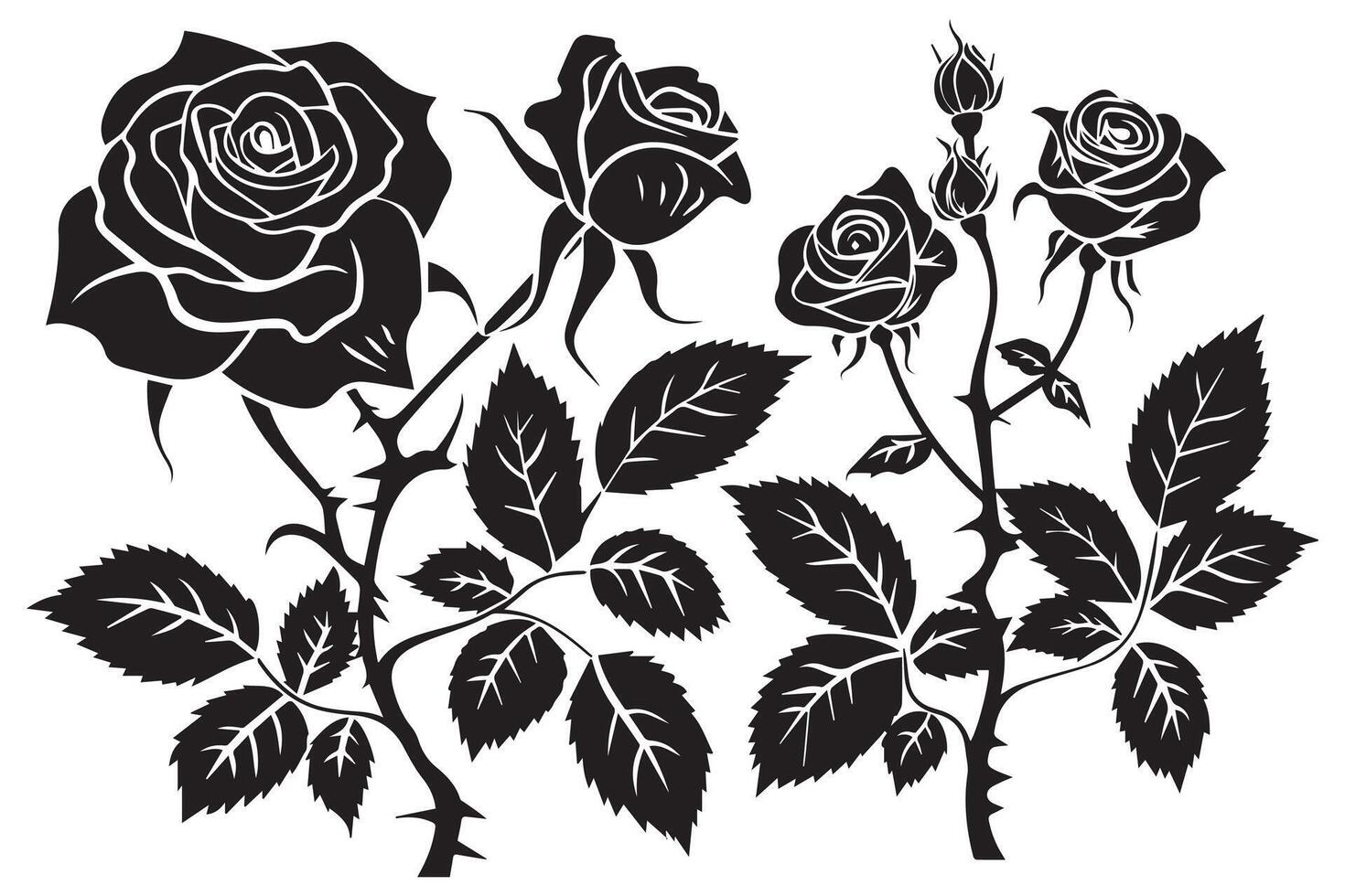 conjunto do rosa silhuetas ilustração vetor