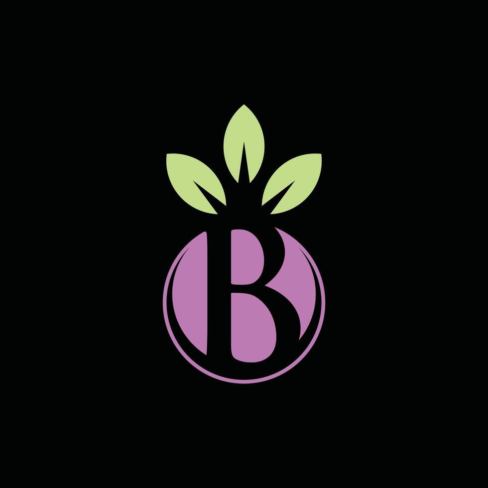 baga fruta com carta b simples ícone Projeto modelo, logotipo em Preto fundo vetor