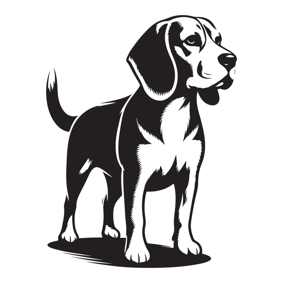 lindo beagle cachorro, Preto cor silhueta vetor