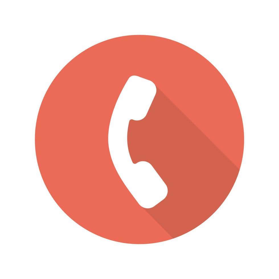 ícone de sombra longa de design plano de monofone de telefone. contacte-nos para assinar. Telefone. símbolo da silhueta do vetor
