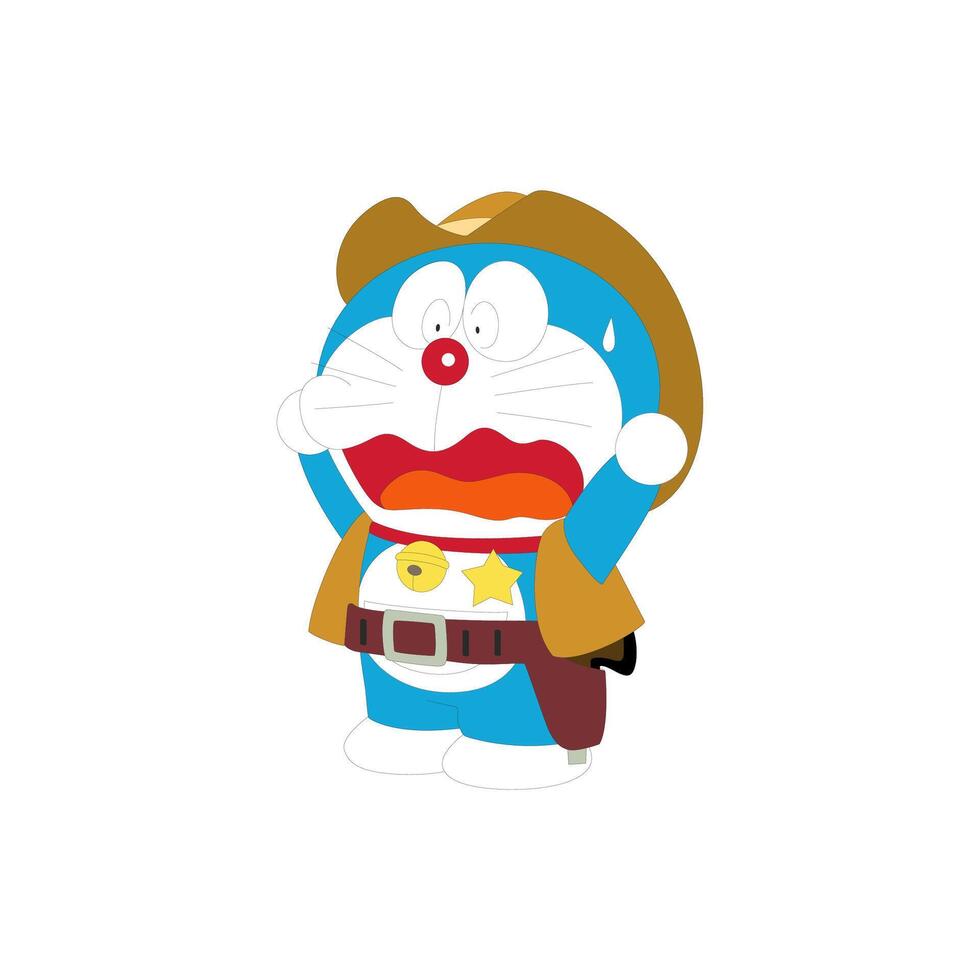 doraemon com vaqueiro camisa desenho animado personagem japonês animê vetor