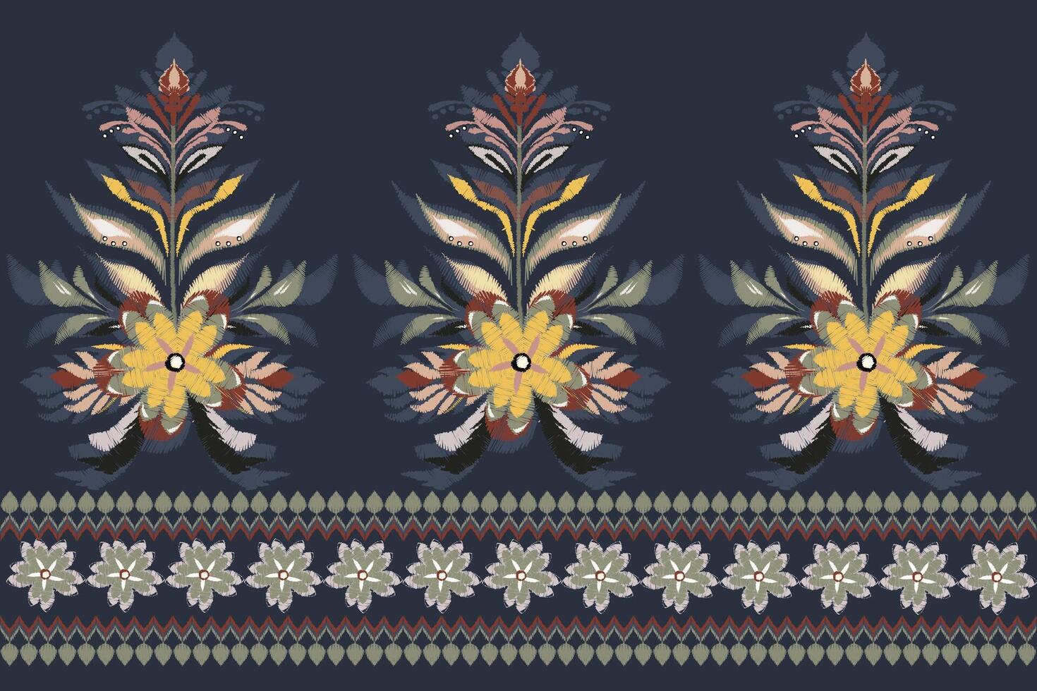 lindo ikat floral bordado padronizar. africano tribal tradicional padronizar. asteca estilo, bordado, resumo, ilustração, design para textura, tecido, tapete, roupas vetoriais, embrulho, vetor