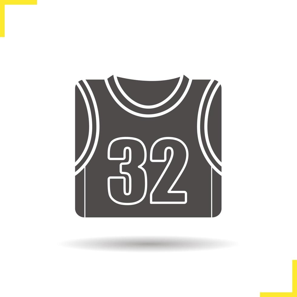 ícone de glifo da camisa do jogador de basquete. soltar o símbolo da silhueta de sombra. espaço negativo. ilustração isolada do vetor