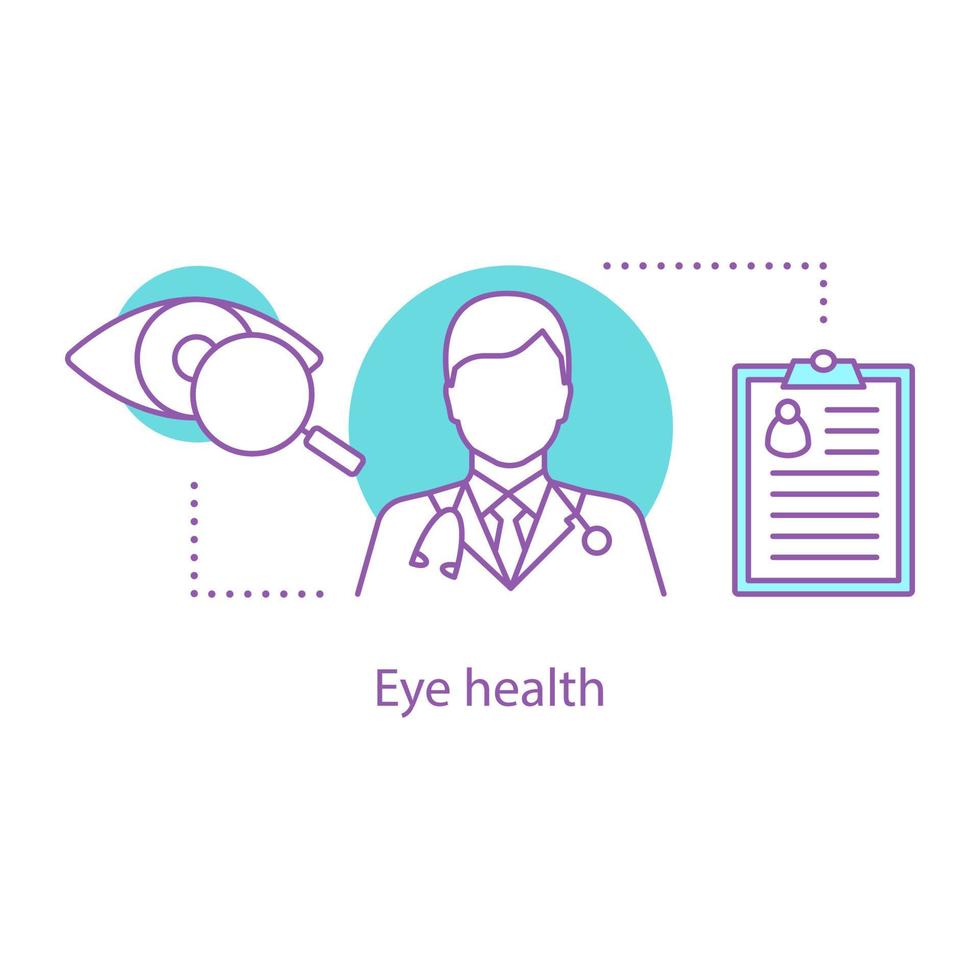 ícone do conceito de oftalmologista. saúde ocular. ilustração de linha fina de ideia de oftalmologia. diagnóstico de visão e verificação. desenho de contorno isolado de vetor