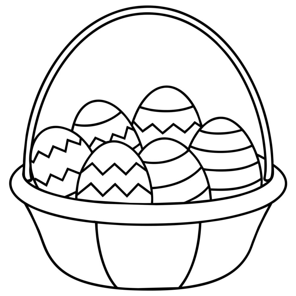 Páscoa ovos cesta esboço coloração livro página linha arte ilustração digital desenhando vetor