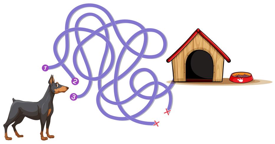 Modelo de jogo de tabuleiro com cachorro encontrar casa vetor