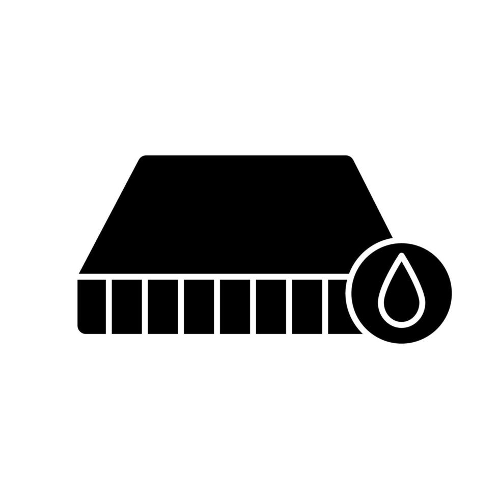 ícone de glifo de colchão à prova d'água. símbolo da silhueta. capa de colchão de absorção de umidade. espaço negativo. ilustração isolada do vetor