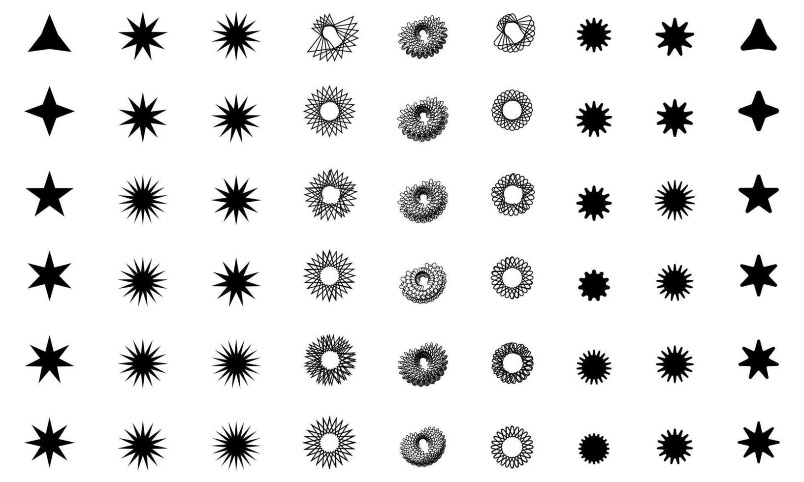 conjunto do Preto e branco Estrela ícones isolado em branco fundo. ilustração. vetor