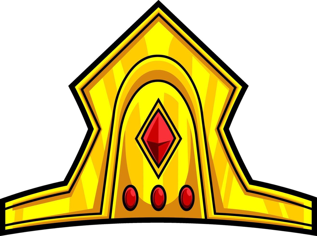 desenho animado dourado coroa com vermelho diamantes vetor