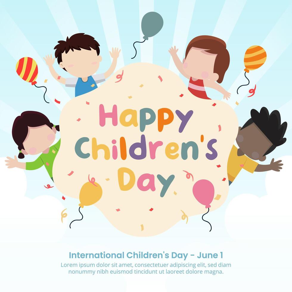 internacional crianças dia fundo com feliz crianças vetor