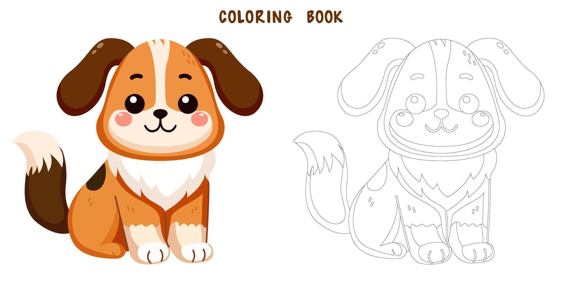 coloração livro do laranja e Castanho cachorro vetor